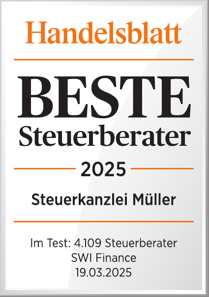 Handelsblatt-Auszeichnung Beste Steuerberater 2025 für Steuerkanzlei Müller